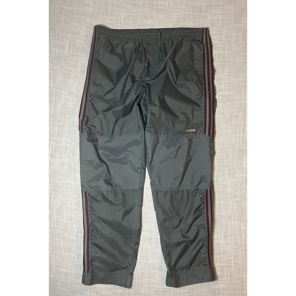 VTG Adidas Tear Away Track Pants Mens Large Gray Windbreaker Zip Legs 90s Y2K